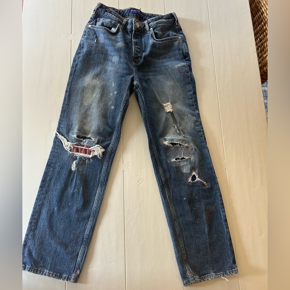 Scotch And Soda Distressed High Rise Denim/ Free People
